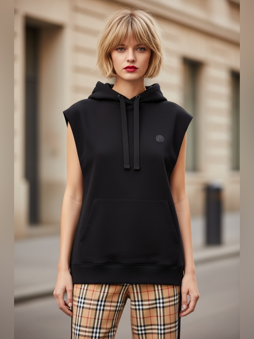 Burberry Black Sleeveless Hooded Sweatshirt